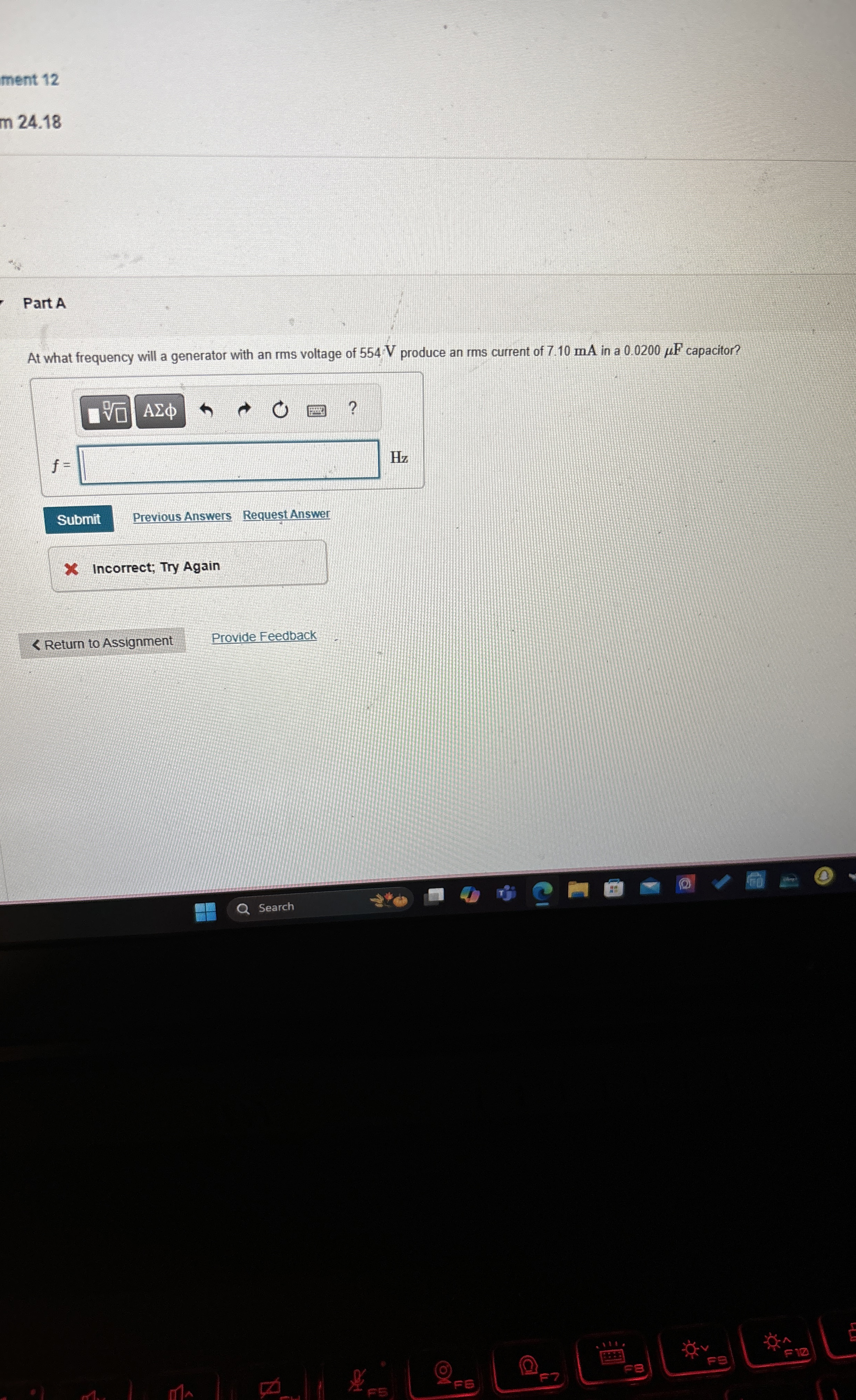 ment 1 2 m 2 4 . 1 8 Part A At what frequency