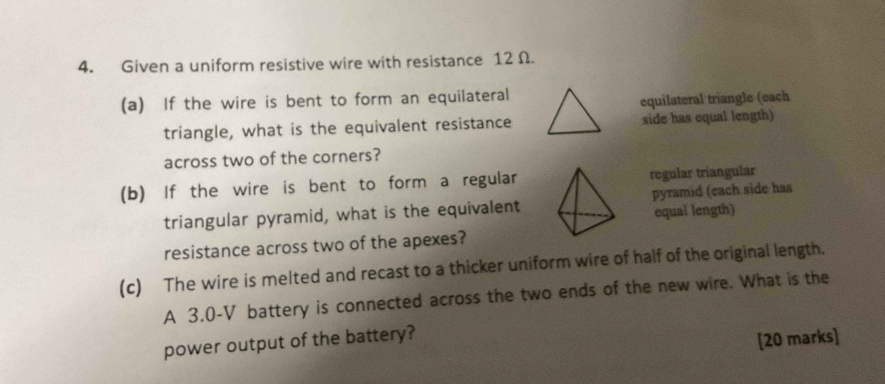 Given a uniform resistive wire with resistance 1
