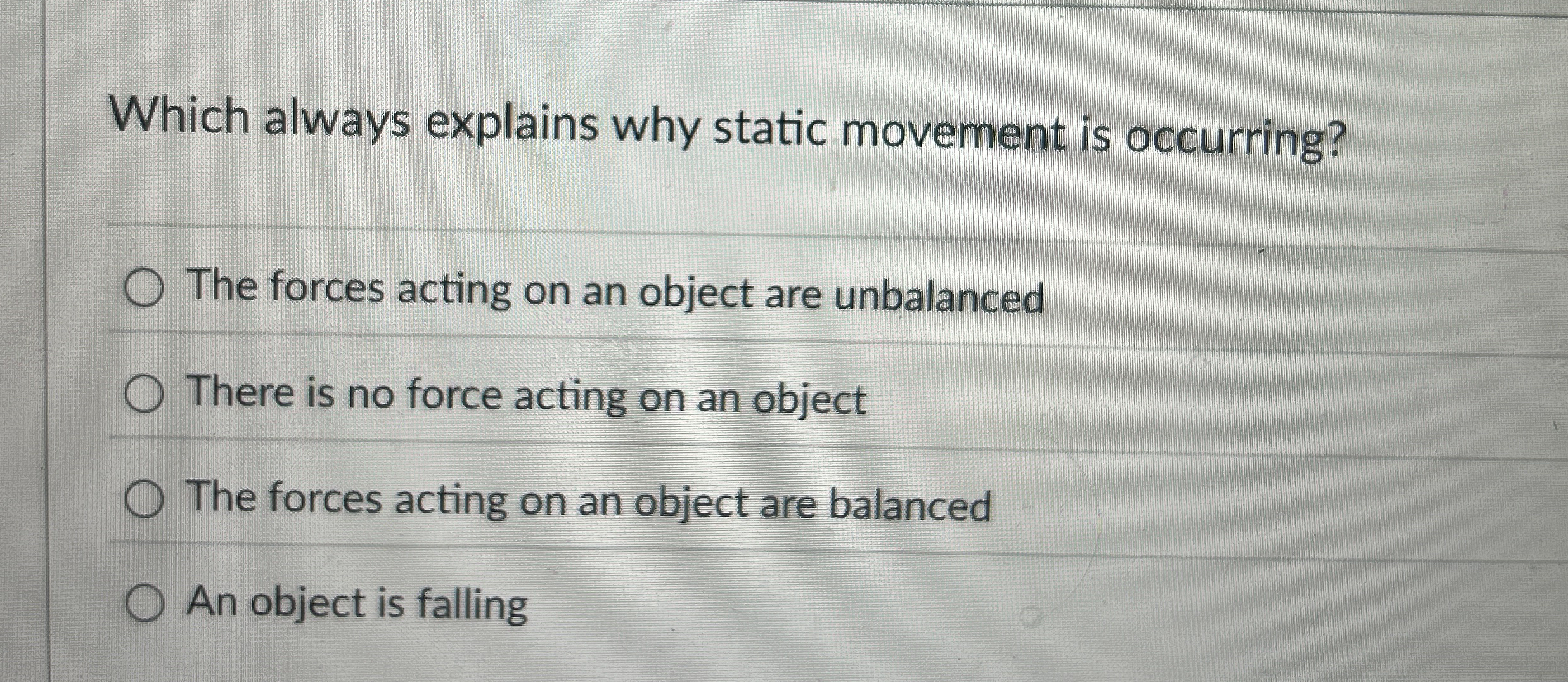 Which always explains why static movement is