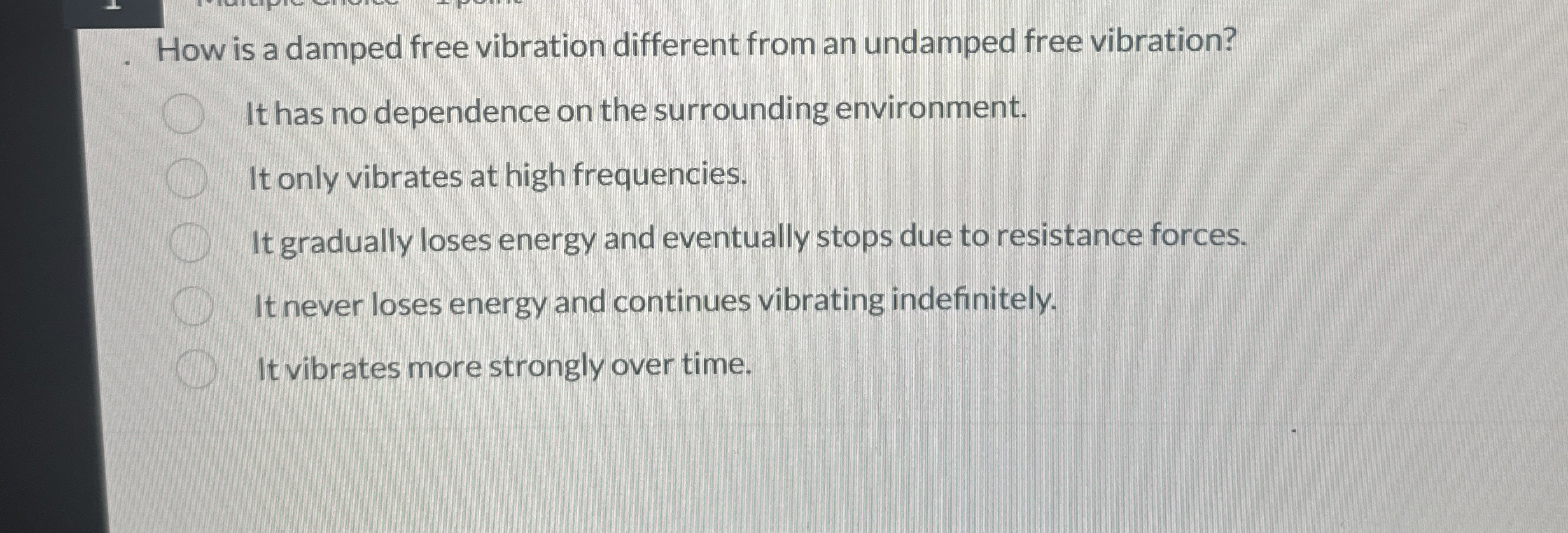 How is a damped free vibration different from an