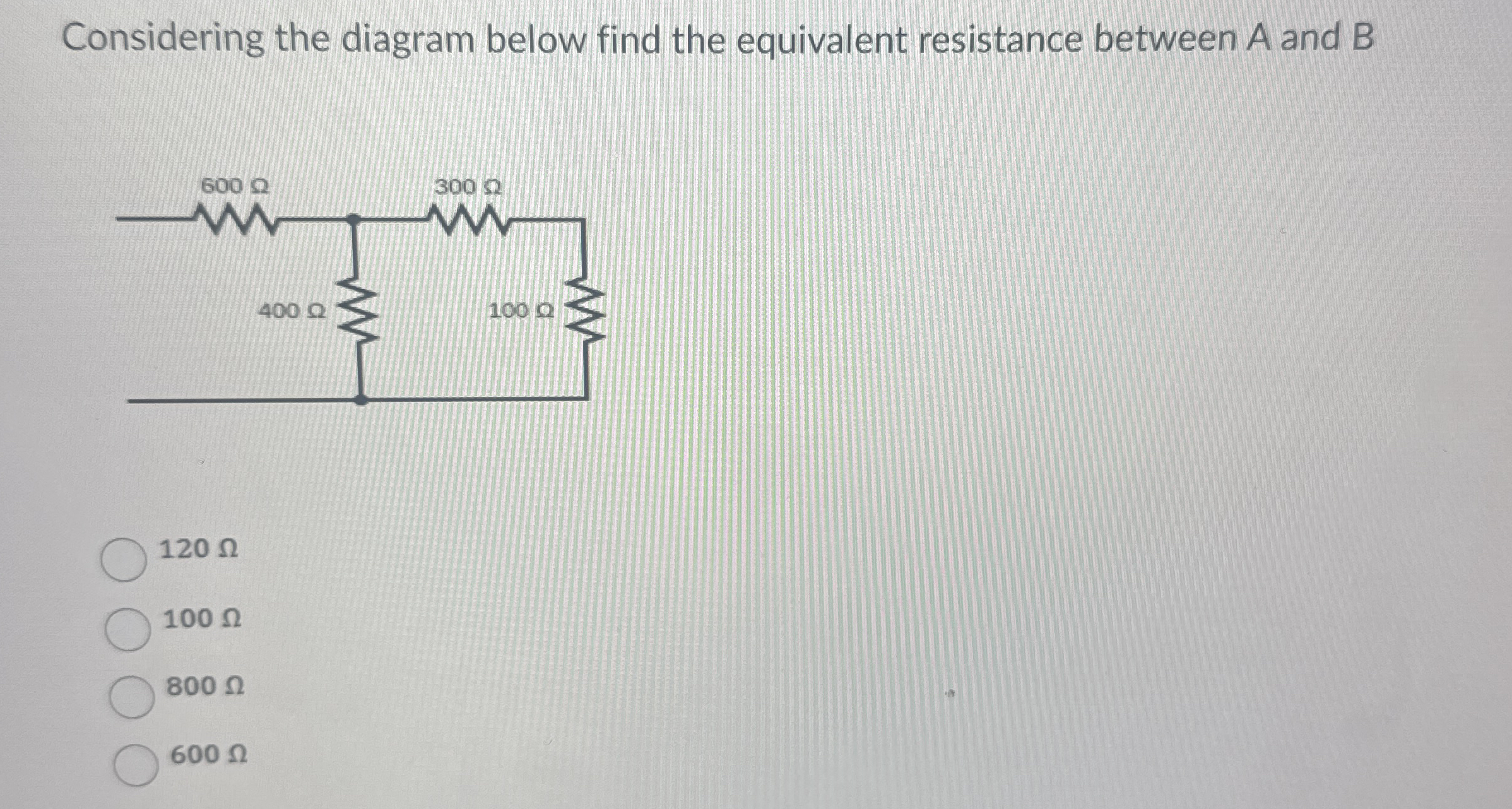 Considering the diagram below find the equivalent