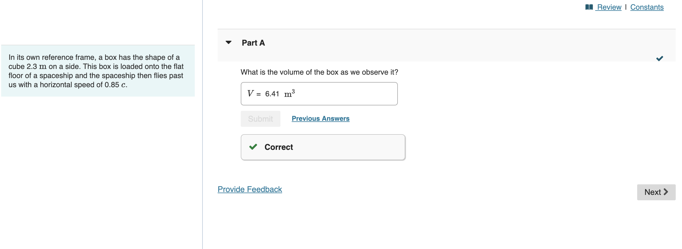 In its own reference frame, a box has the shape