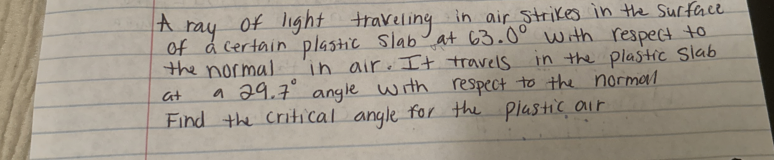 A ray of light traveling in air strikes in the