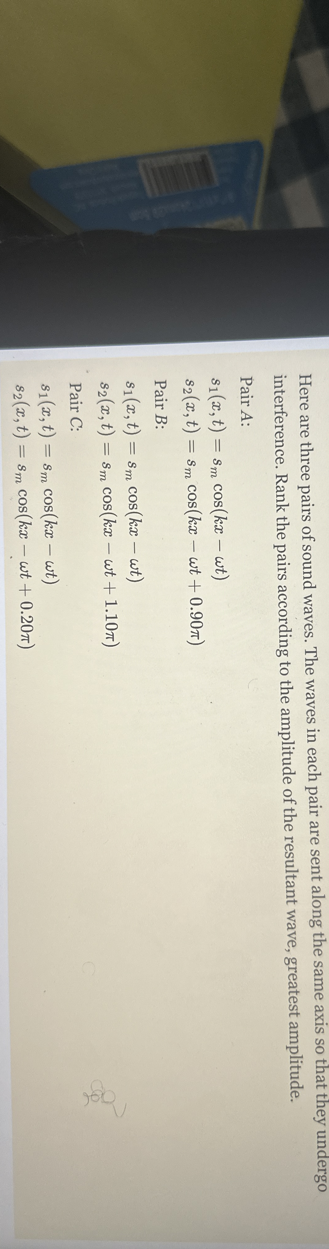 Here are three pairs of sound waves. The waves in