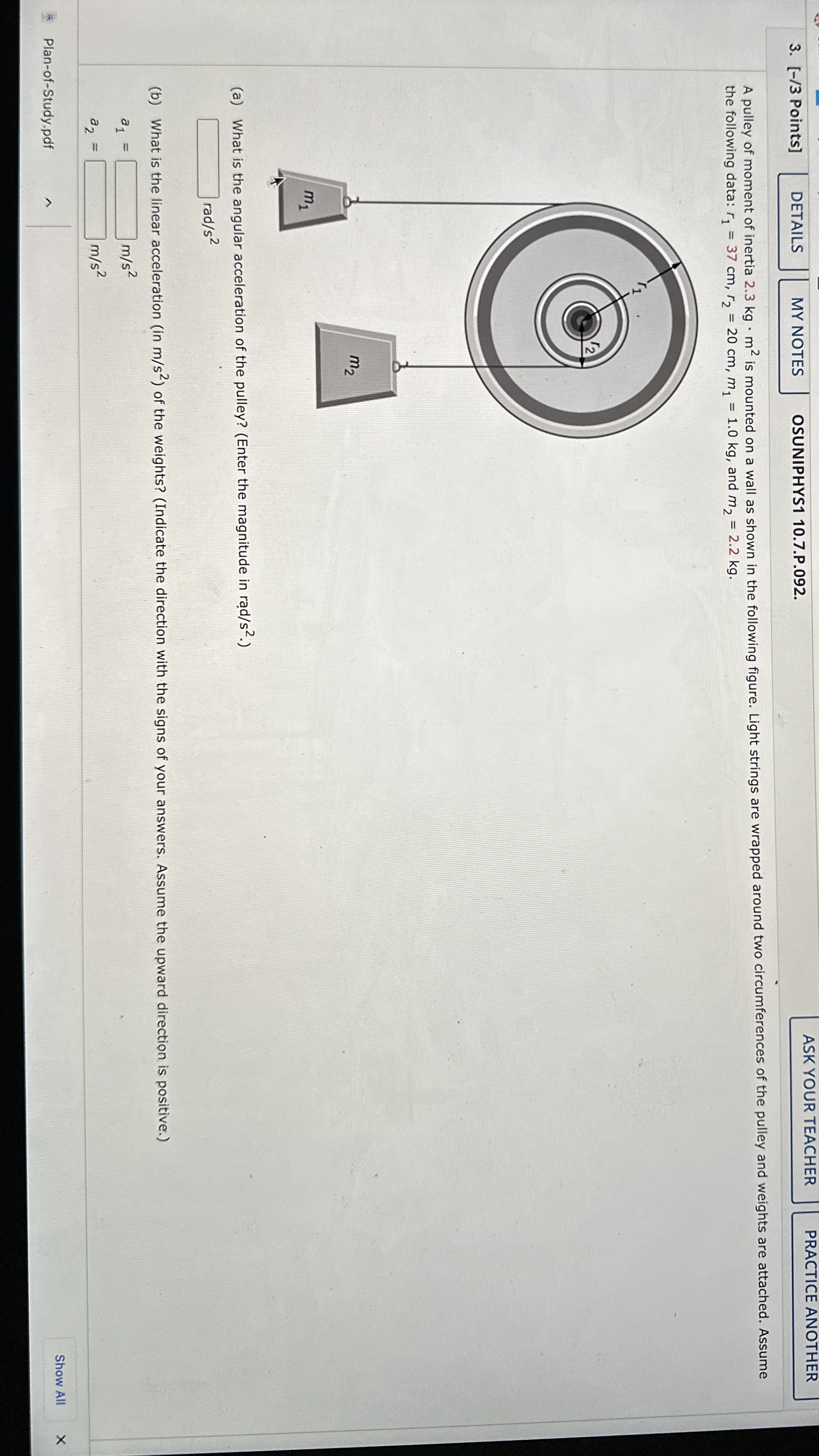 [ - / 3 Points ] OSUNIPHYS 1 1 0 . 7 . P . 0 9 2