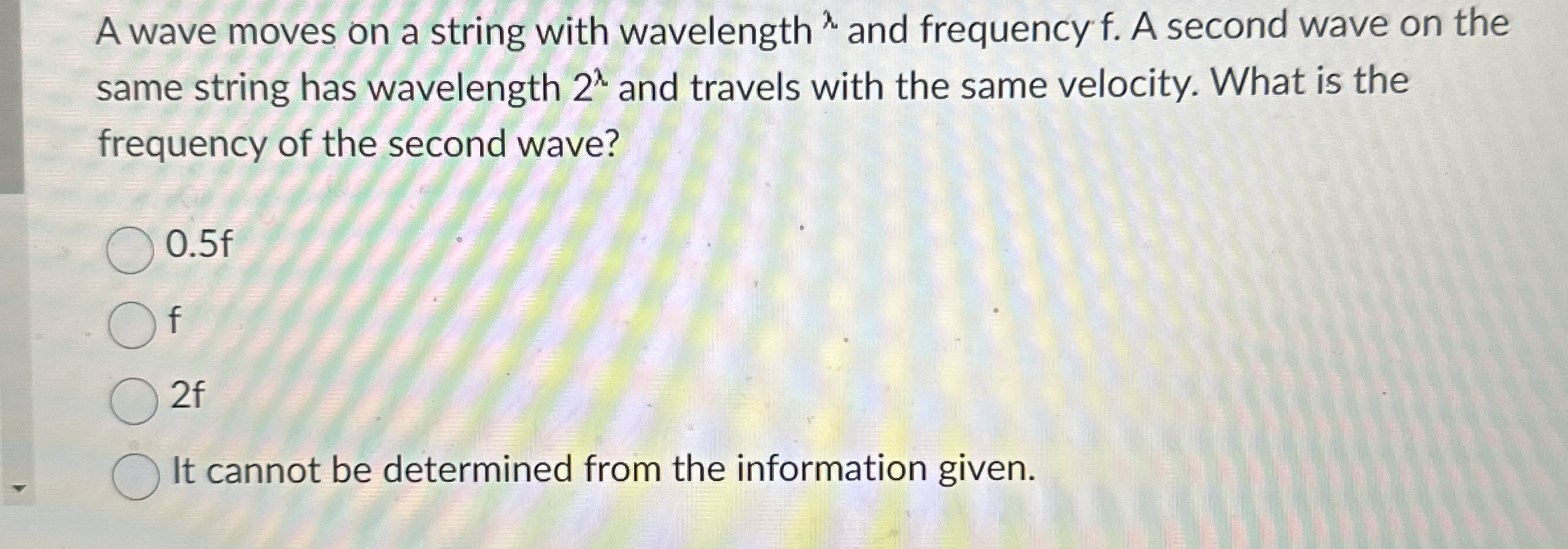 A wave moves on a string with wavelength ? and