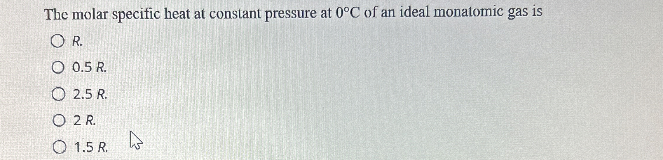 The molar specific heat at constant pressure at 0