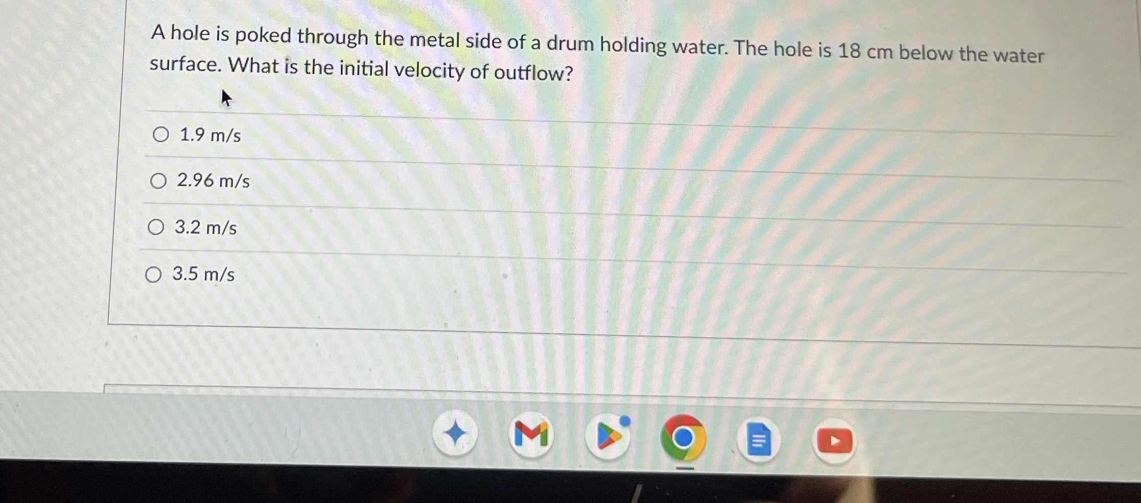 A hole is poked through the metal side of a drum