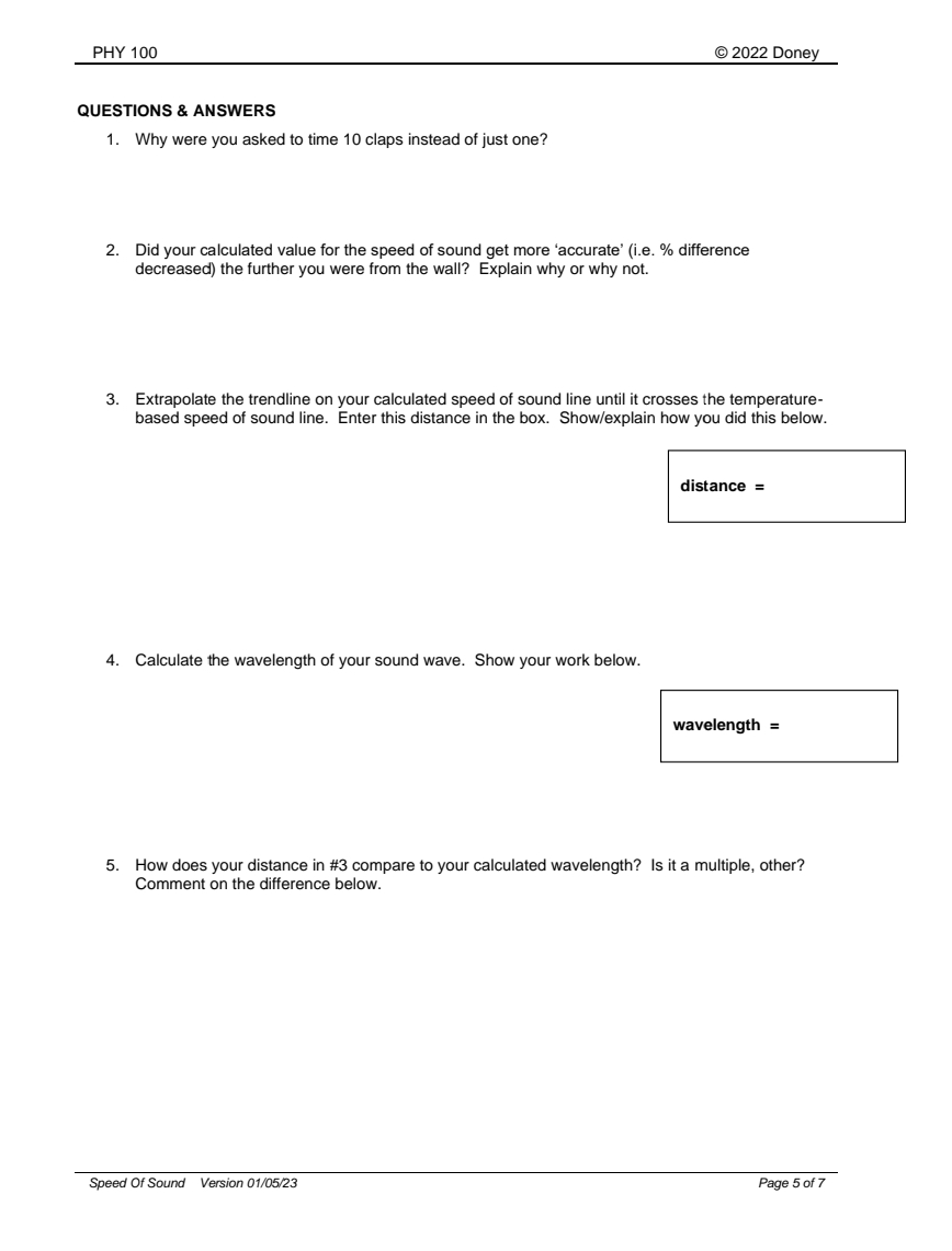 PHY 1 0 0 ( c ) 2 0 2 2 Doney QUESTIONS & ANSWERS