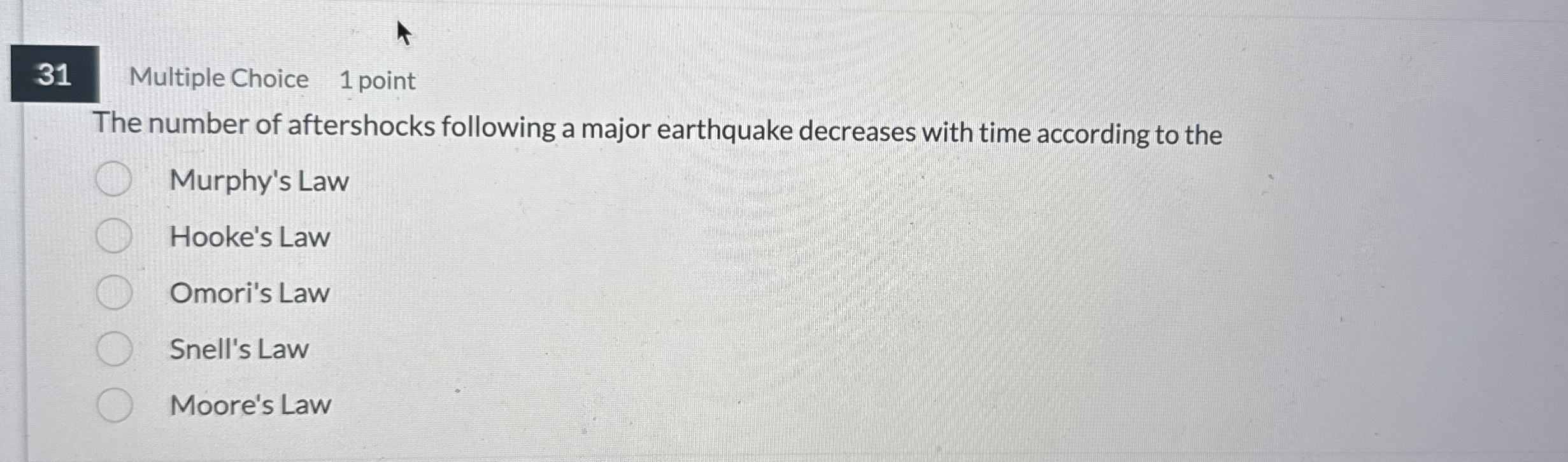 3 1 Multiple Choice 1 point The number of