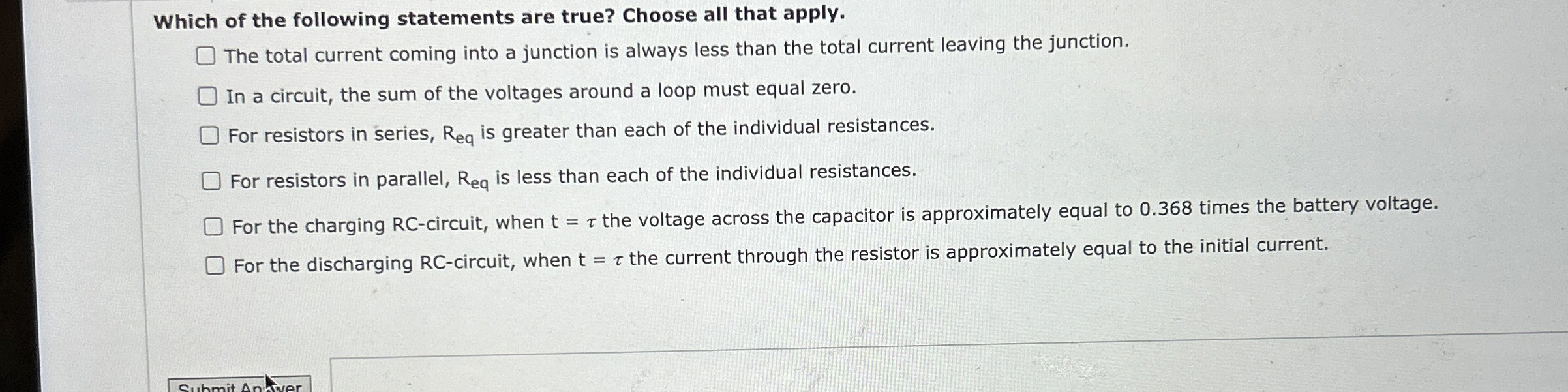 Which of the following statements are true?