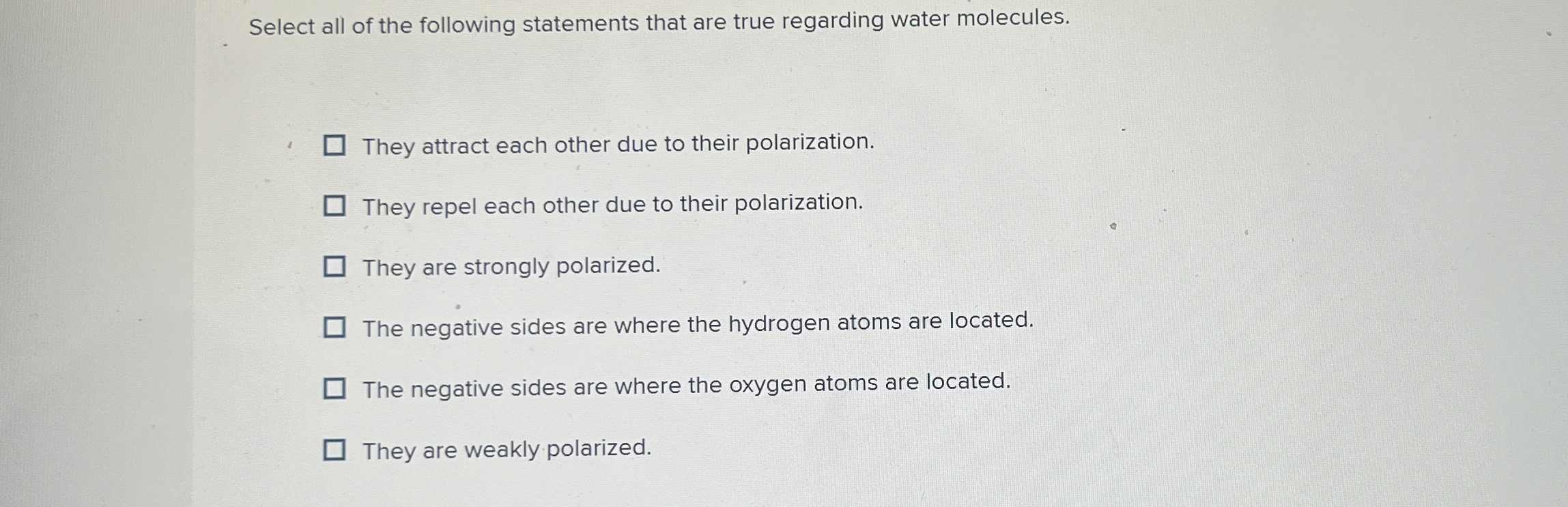 Select all of the following statements that are