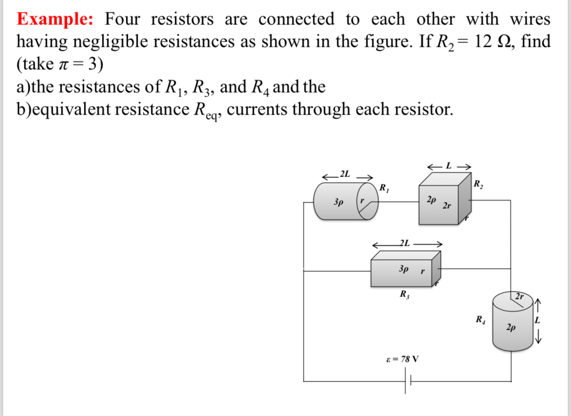 Example: Four resistors are connected to each