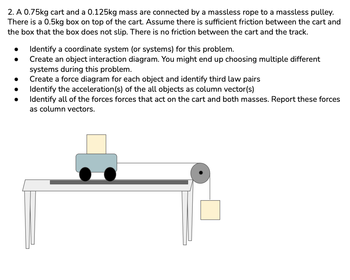 2 . A 0 . 7 5 kg cart and a 0 . 1 2 5 kg mass are