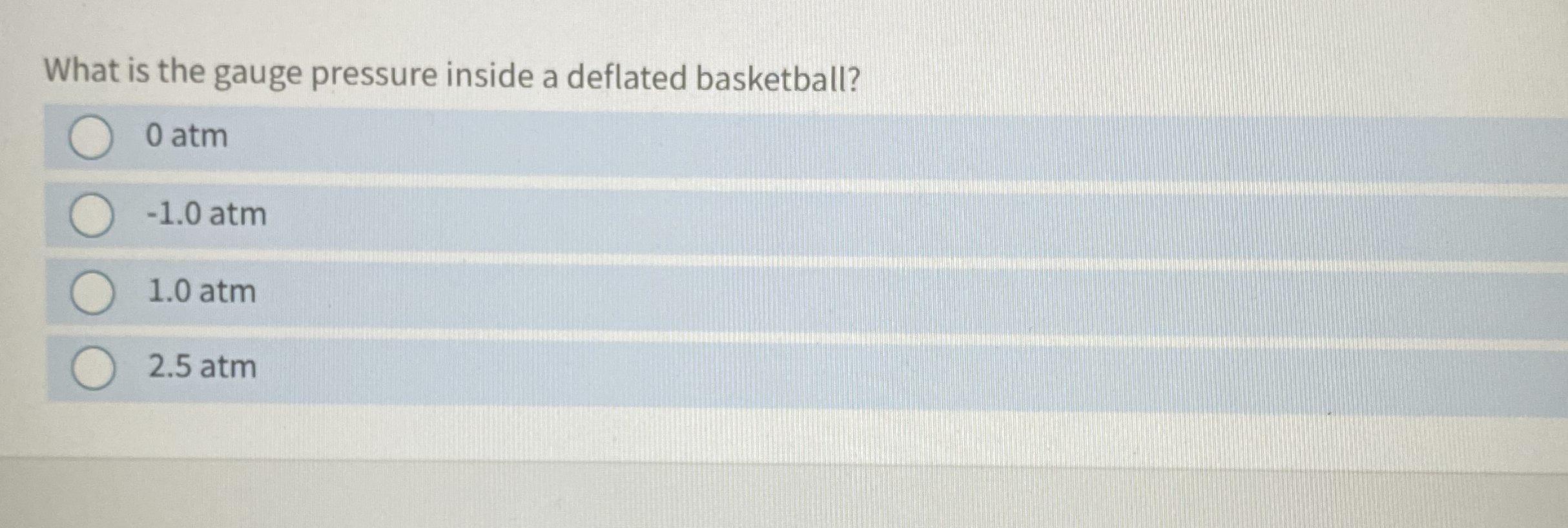 What is the gauge pressure inside a deflated
