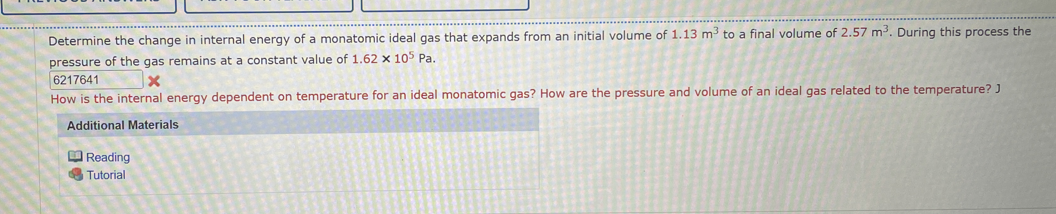 Determine the change in internal energy of a
