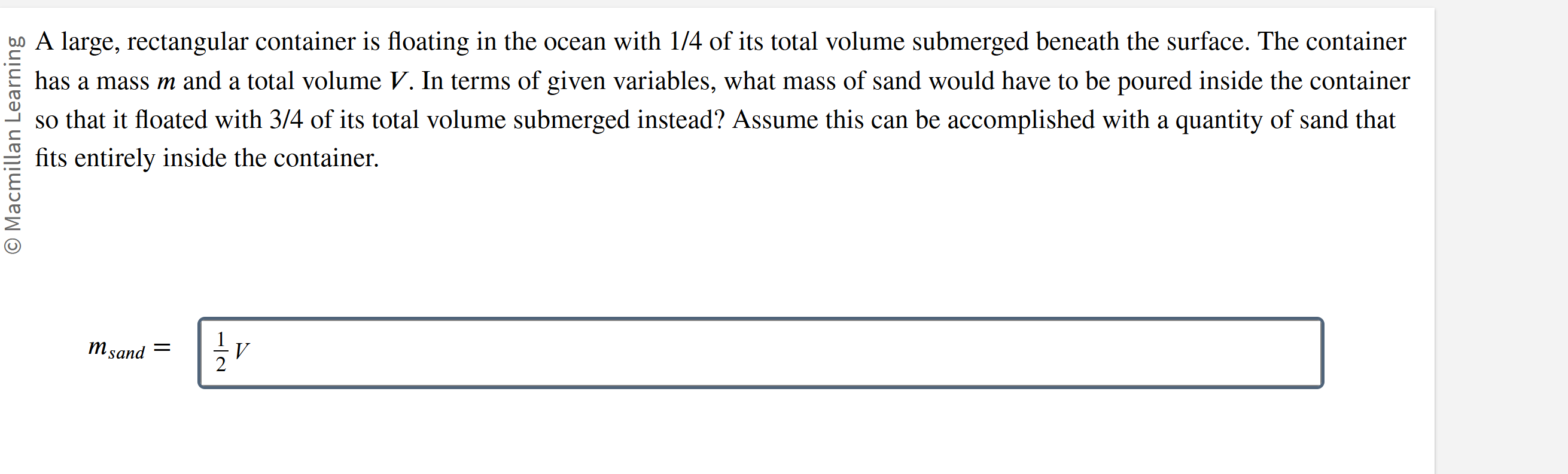A large, rectangular container is floating in the