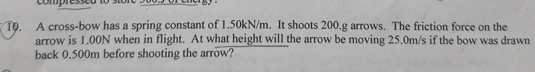 A cross - bow has a spring constant of 1 . 5 0 k