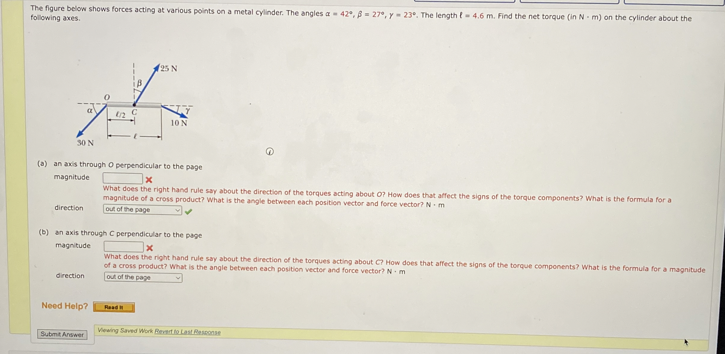 The figure below shows forces acting at various