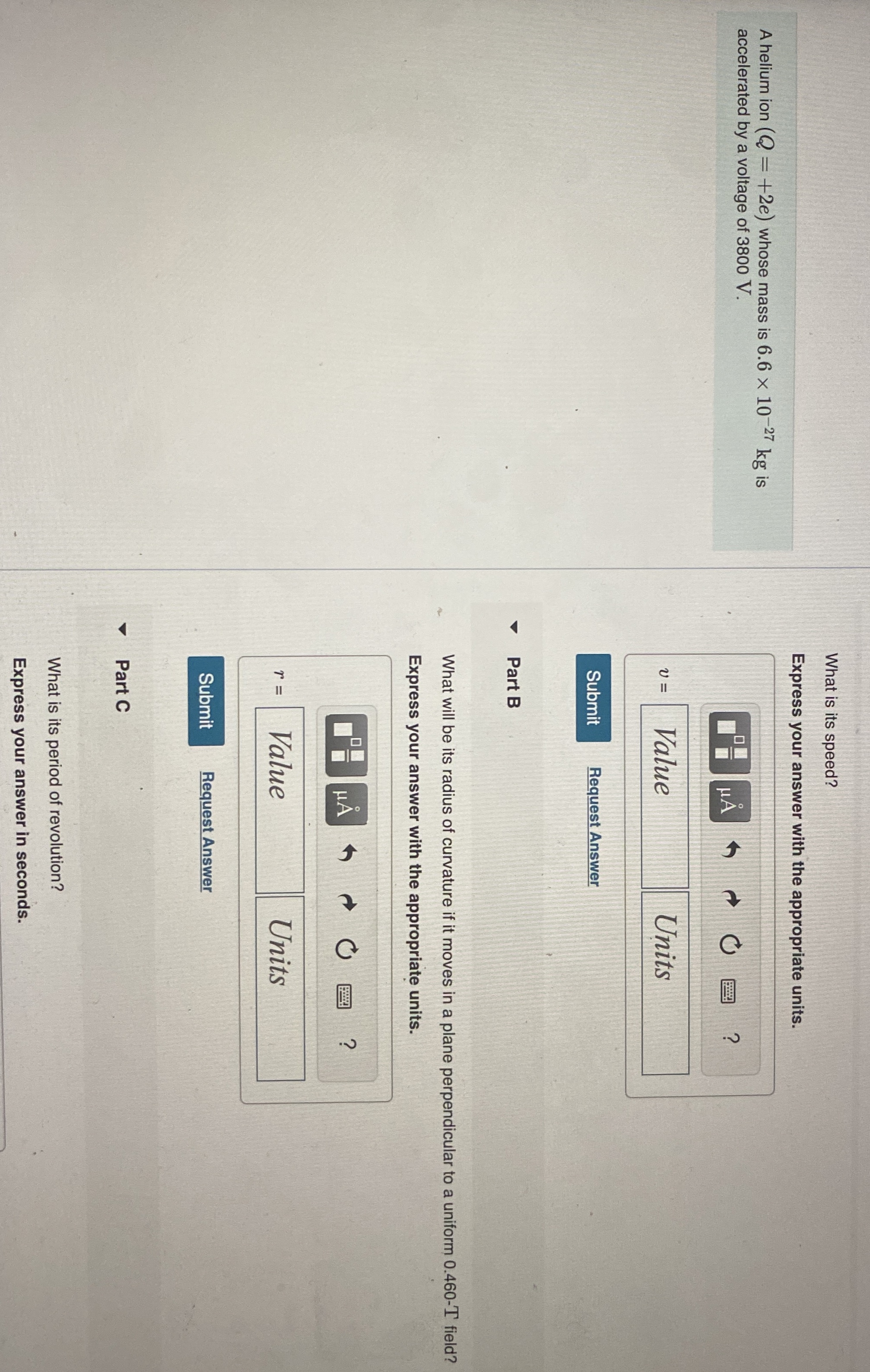 What is its speed? A helium ion