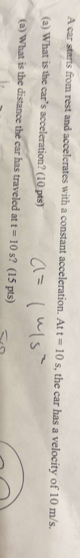 A car starts from rest and accelerates with a