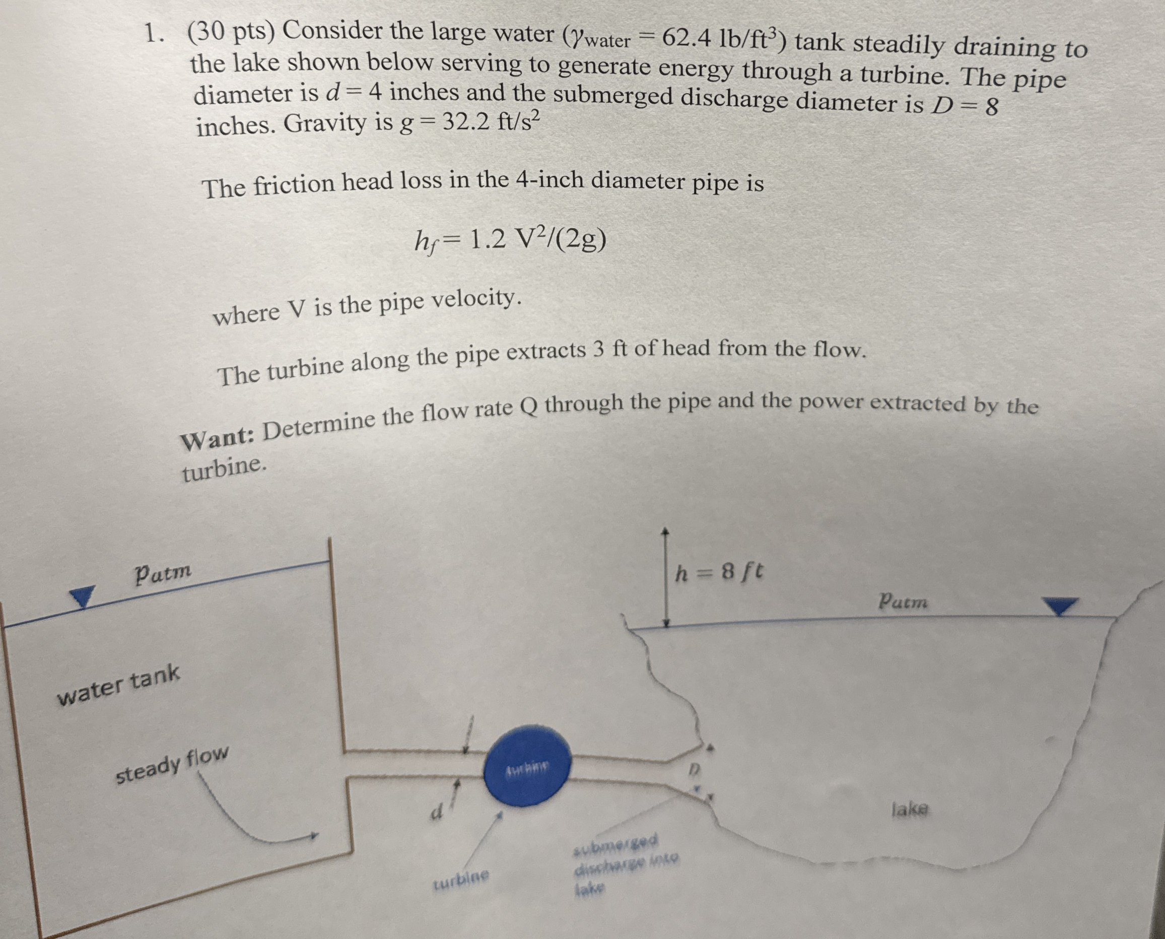 ( 3 0 pts ) Consider the large water