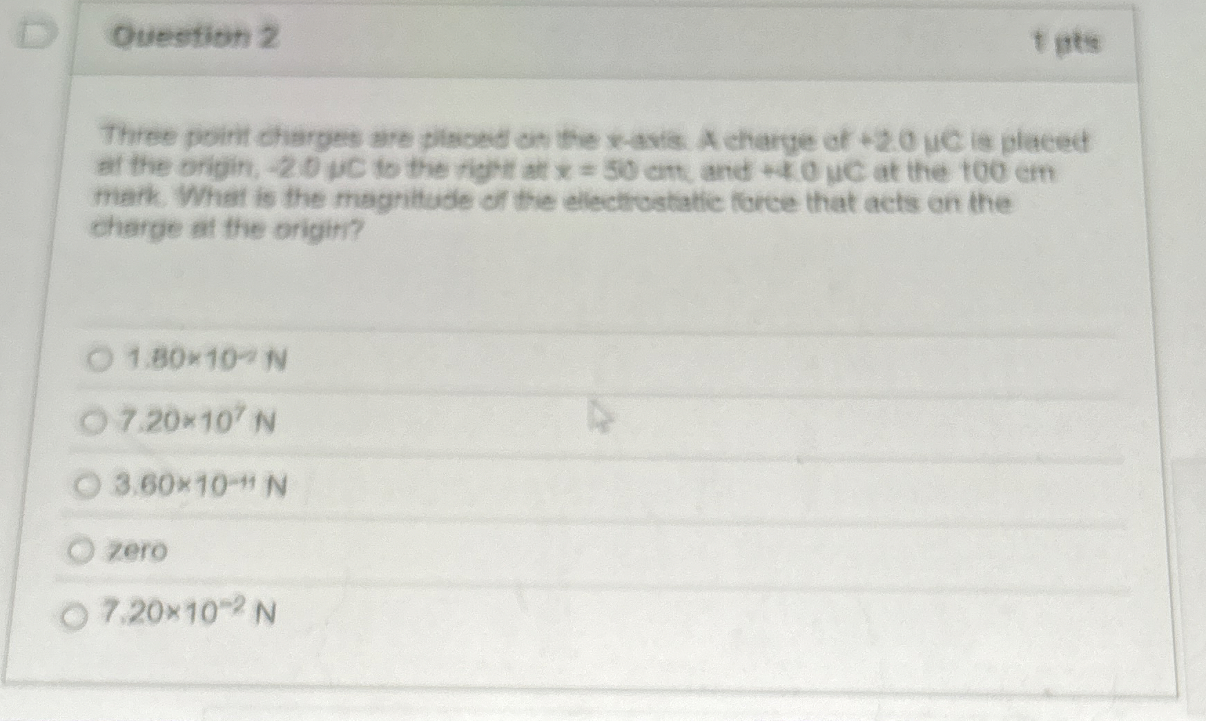 Question 2 pts Three poirt chargm are plisoed on