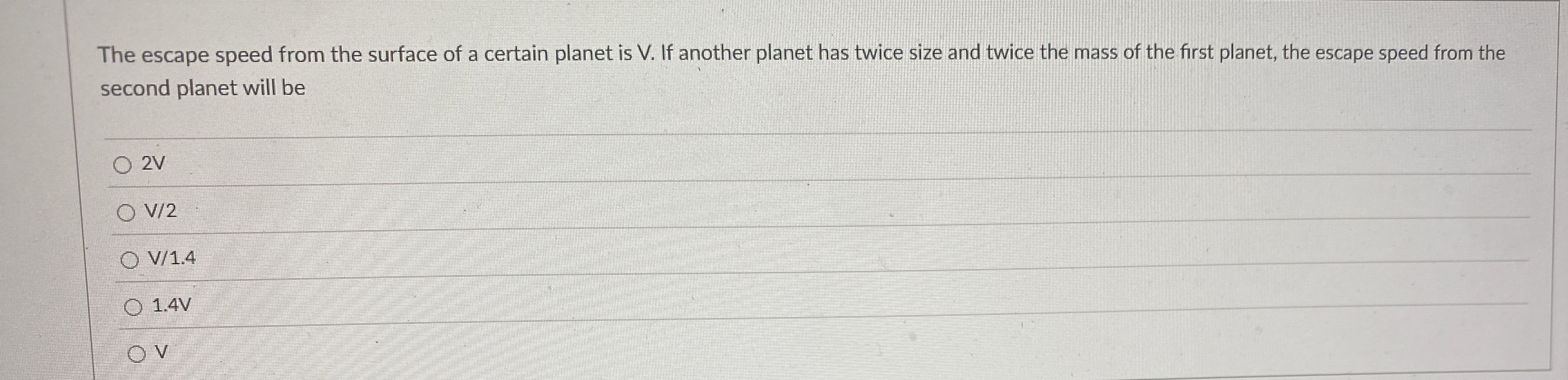 The escape speed from the surface of a certain