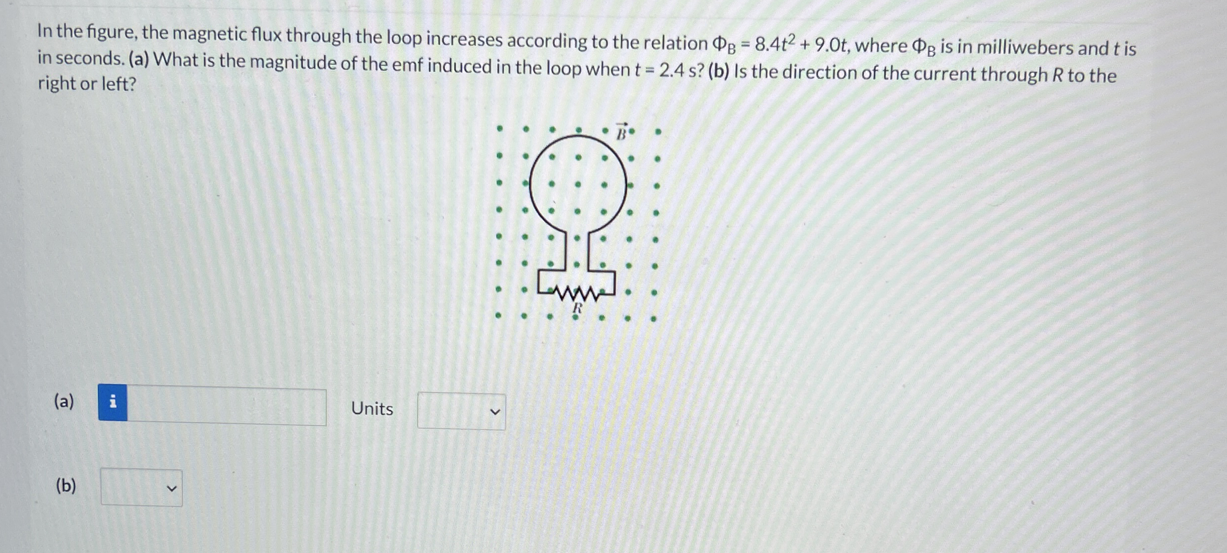 8 ) In the figure, the magnetic flux through the