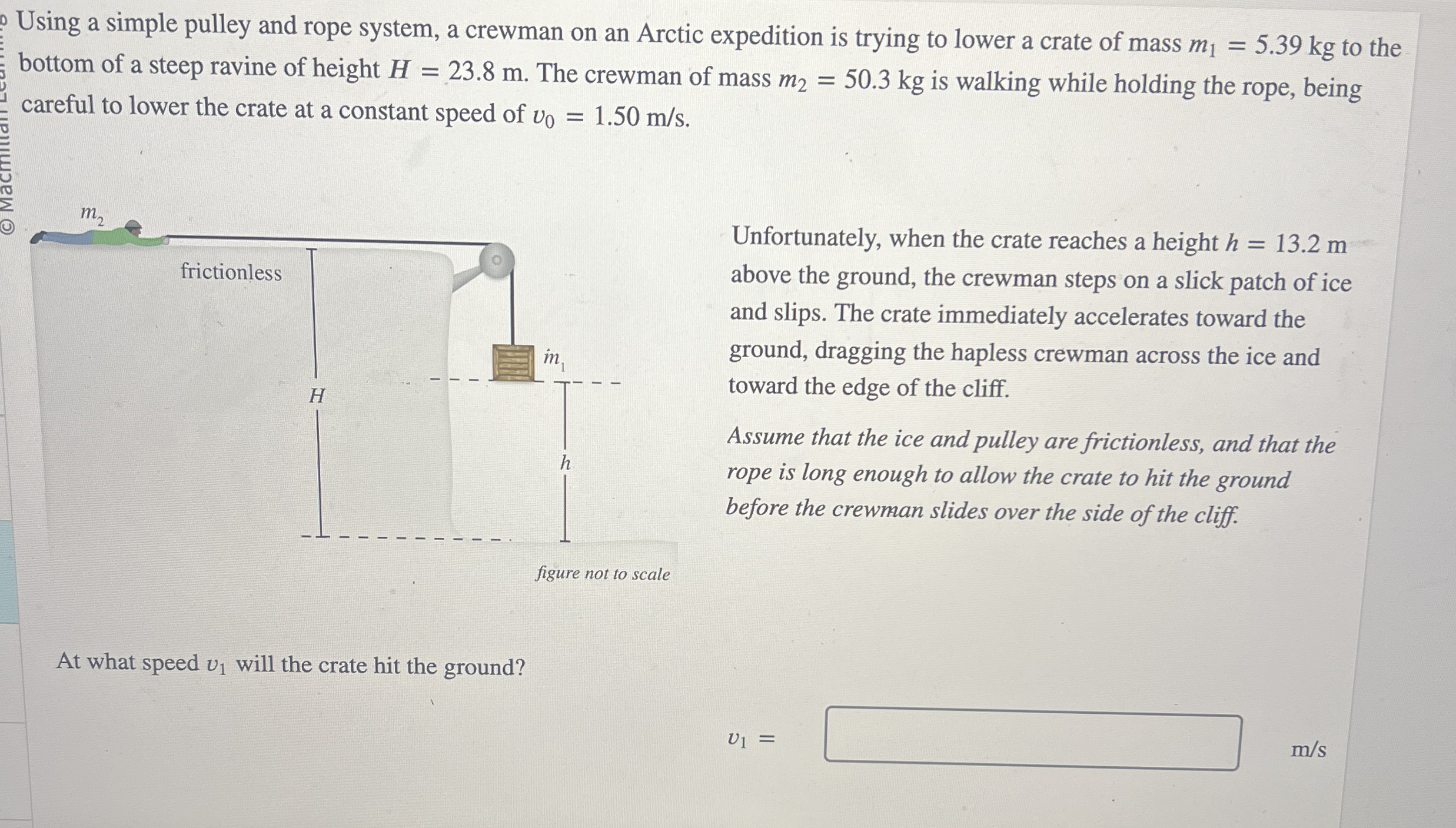 Using a simple pulley and rope system, a crewman