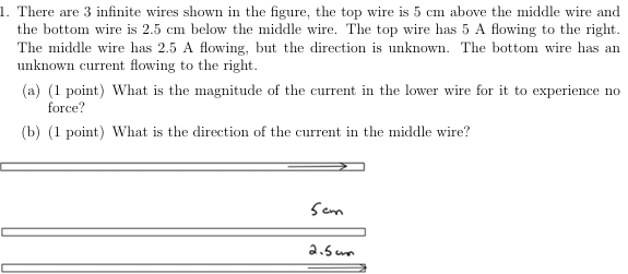 1 . There are 3 infinite wires shown in the