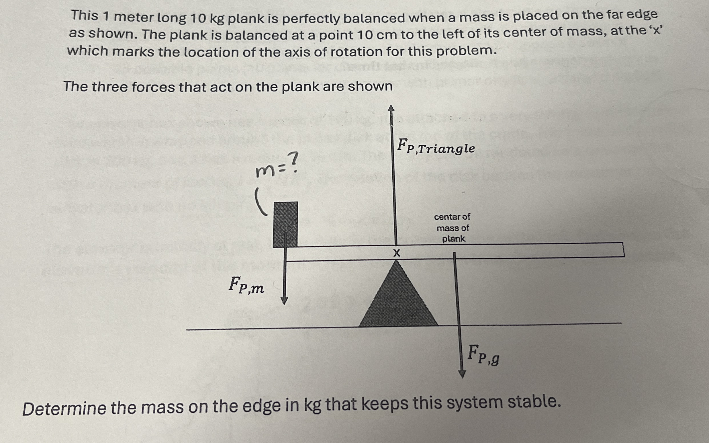 This 1 meter long 1 0 kg plank is perfectly