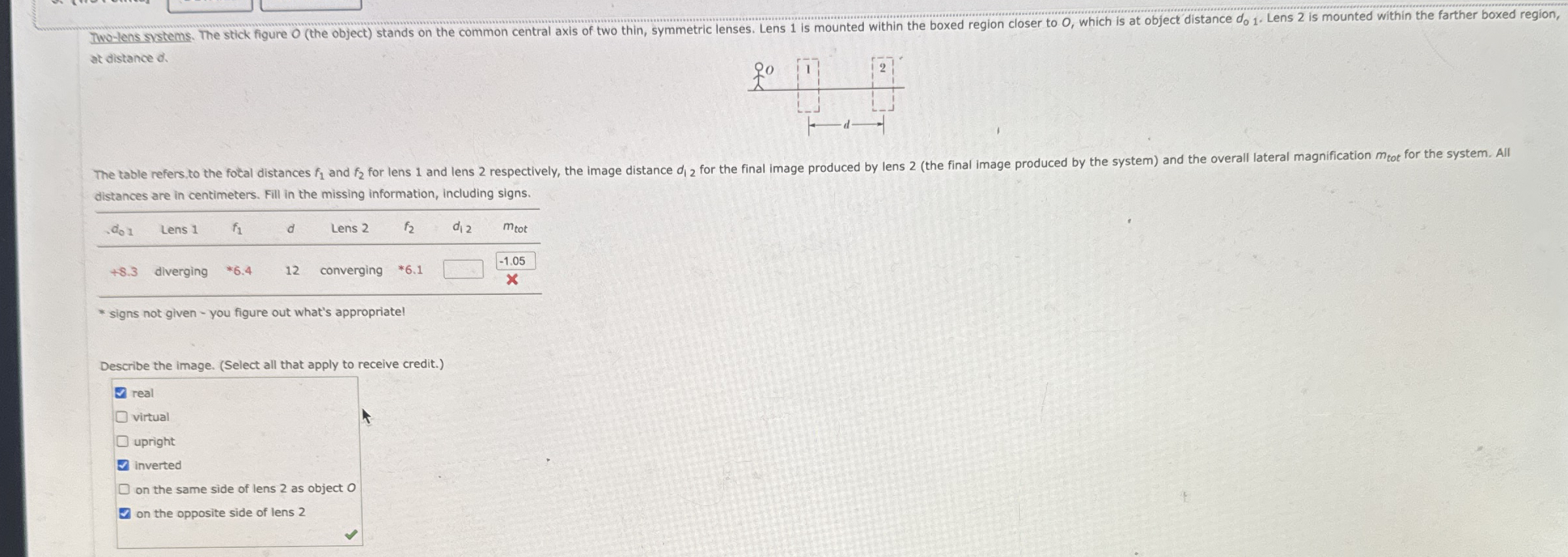 at distance . distances are in centimeters. Fill