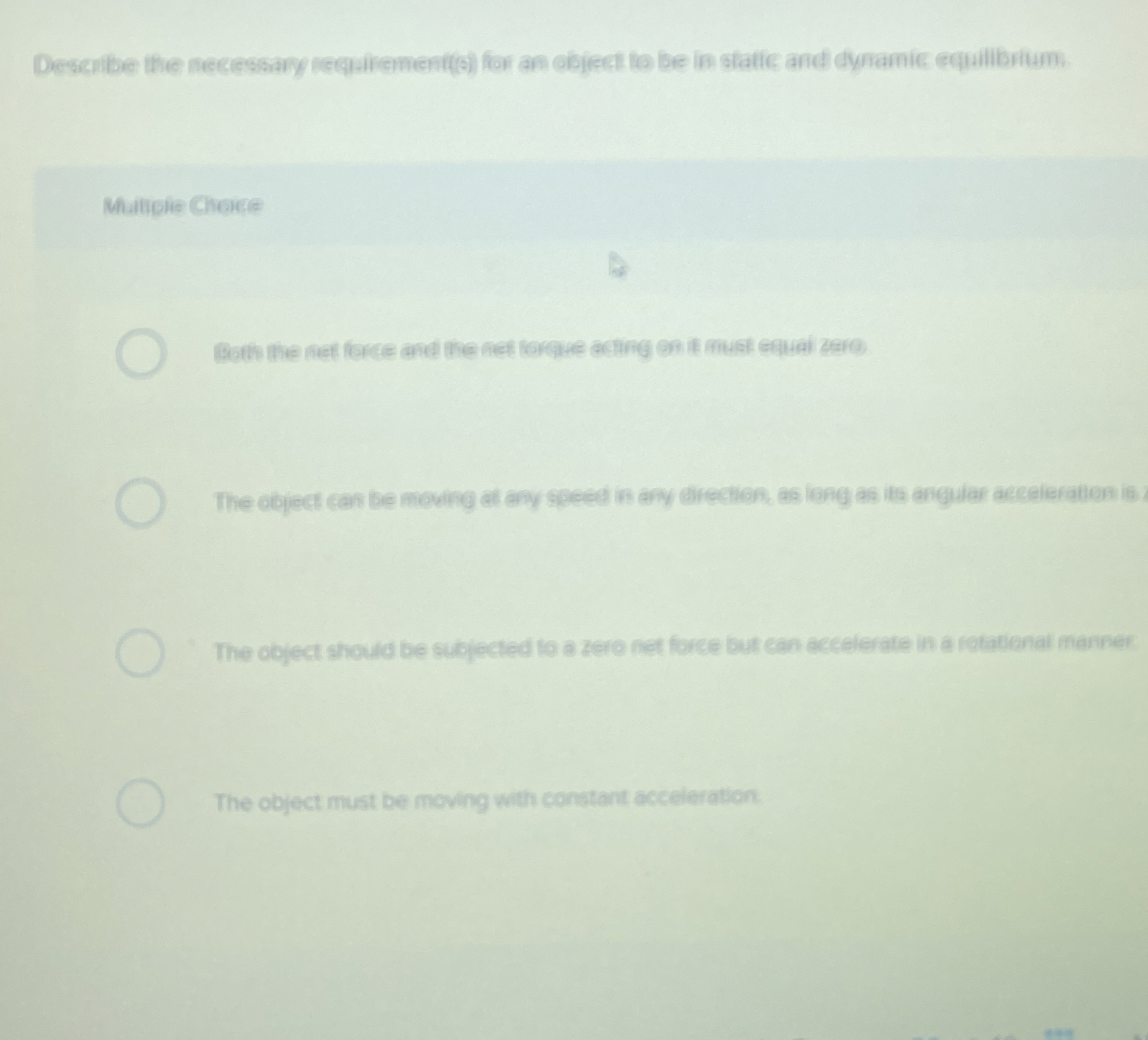 Describe the necessary requiremeents for an