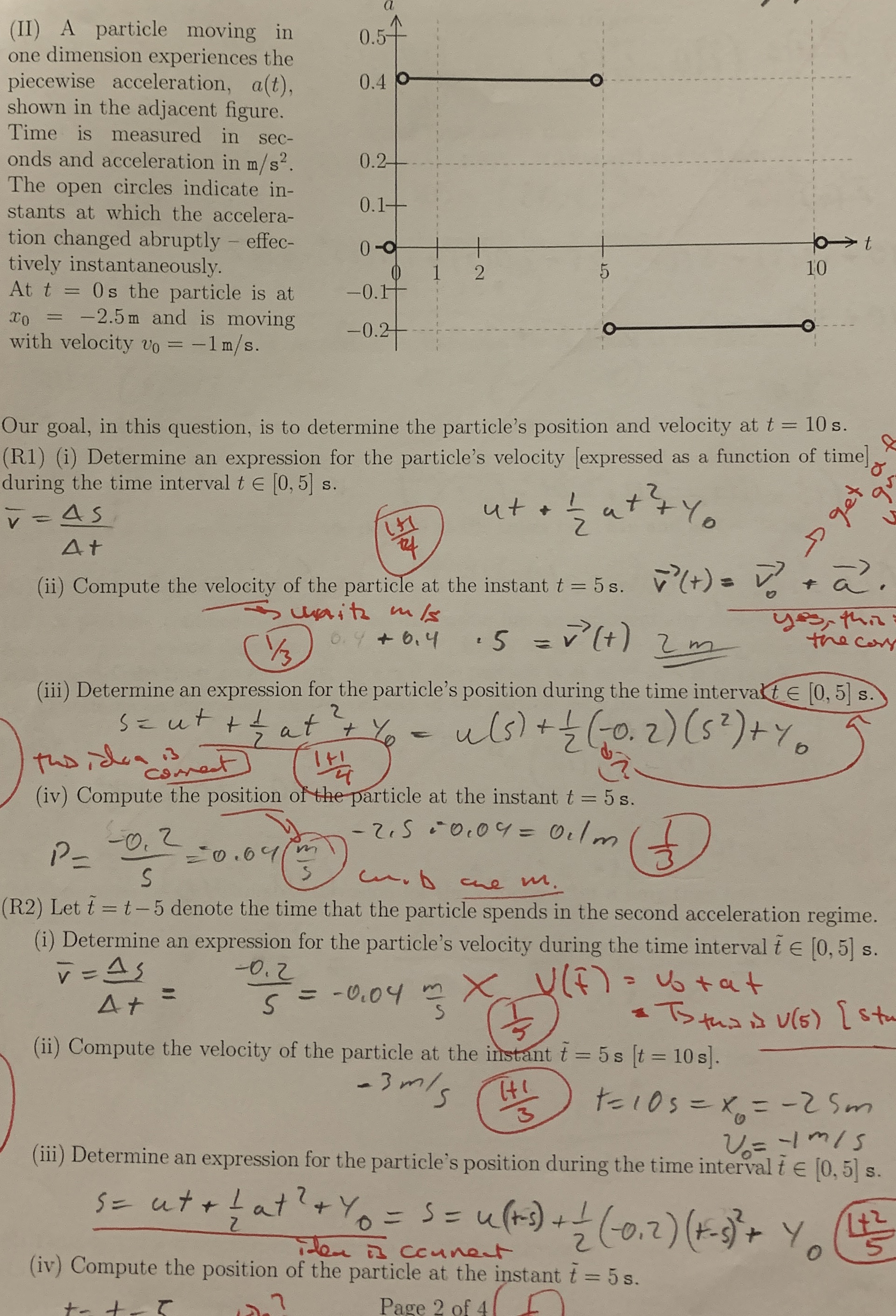 ( II ) A particle moving in one dimension
