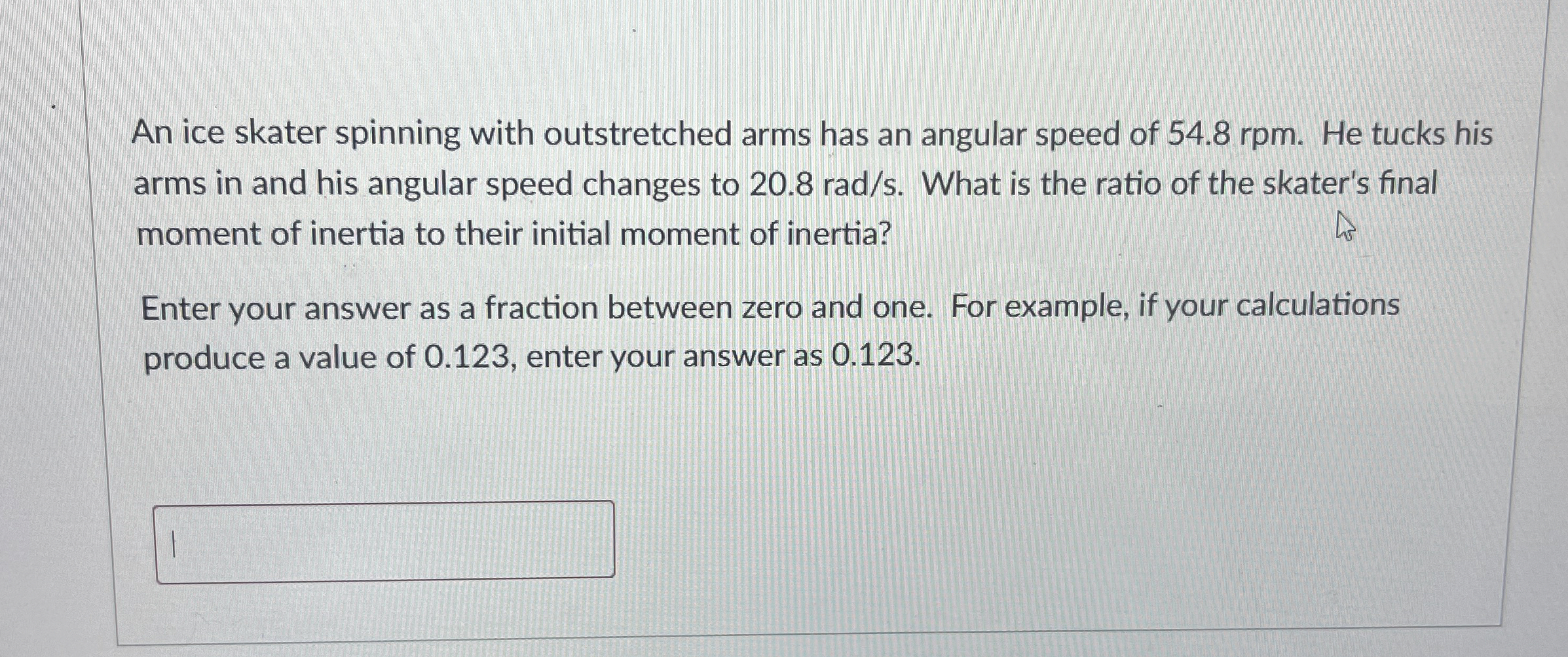 An ice skater spinning with outstretched arms has