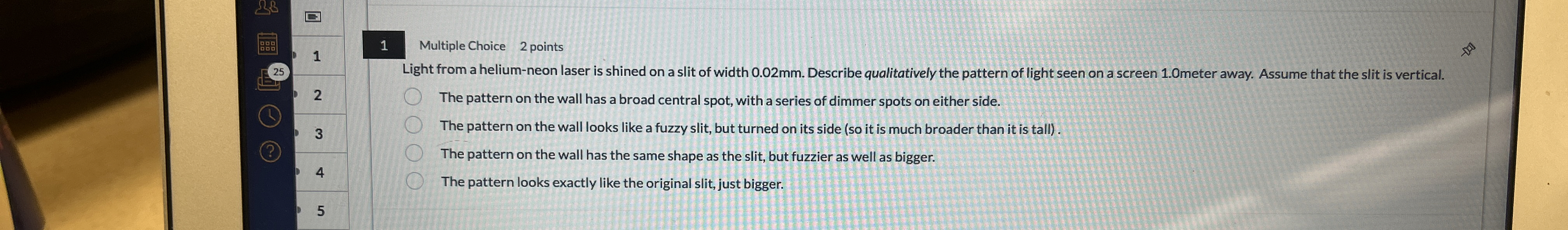 1 Multiple Choice 2 points Light from a helium -
