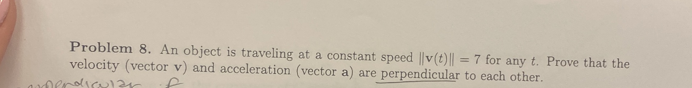 Problem 8 . An object is traveling at a constant