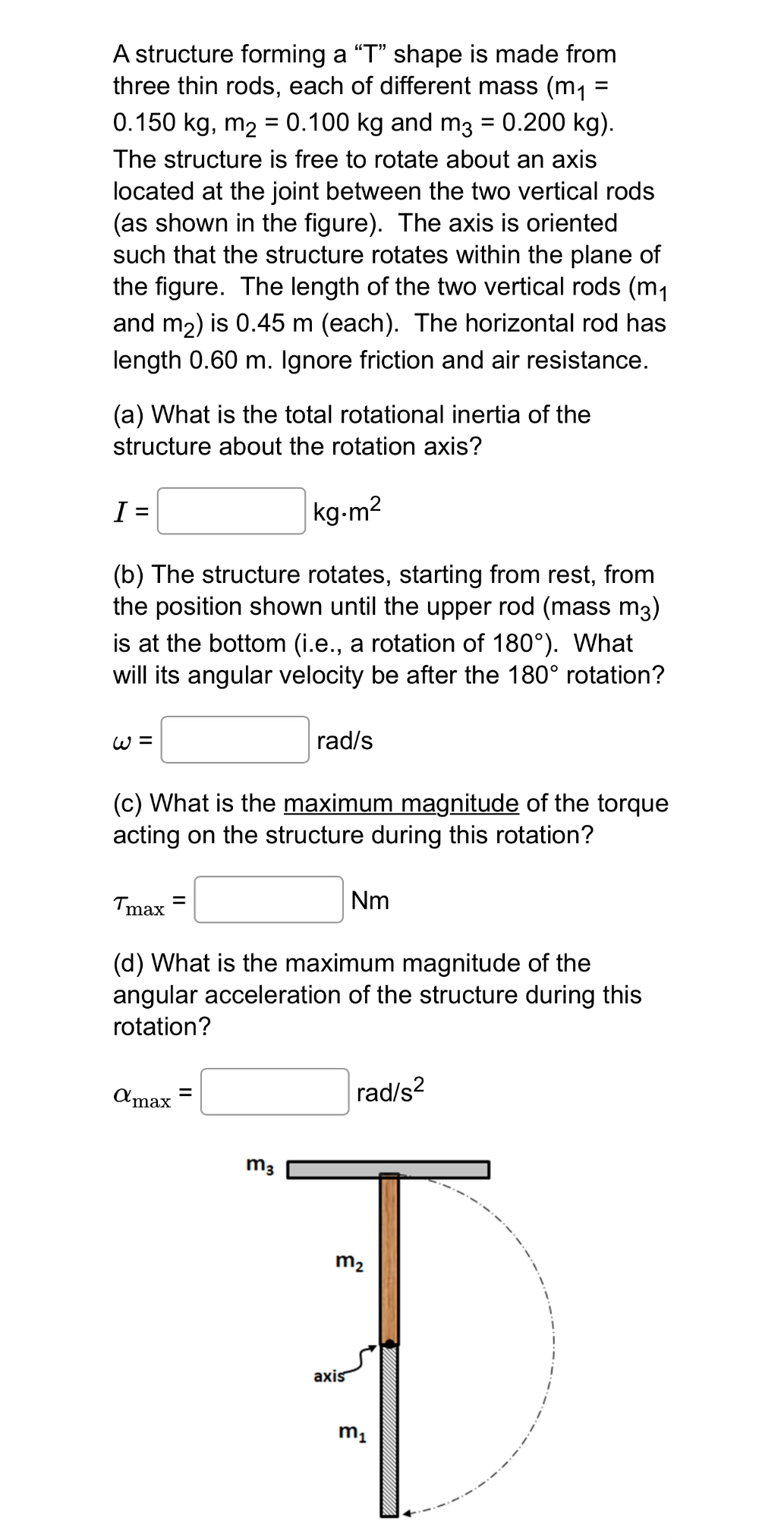A structure forming a " T " shape is made from