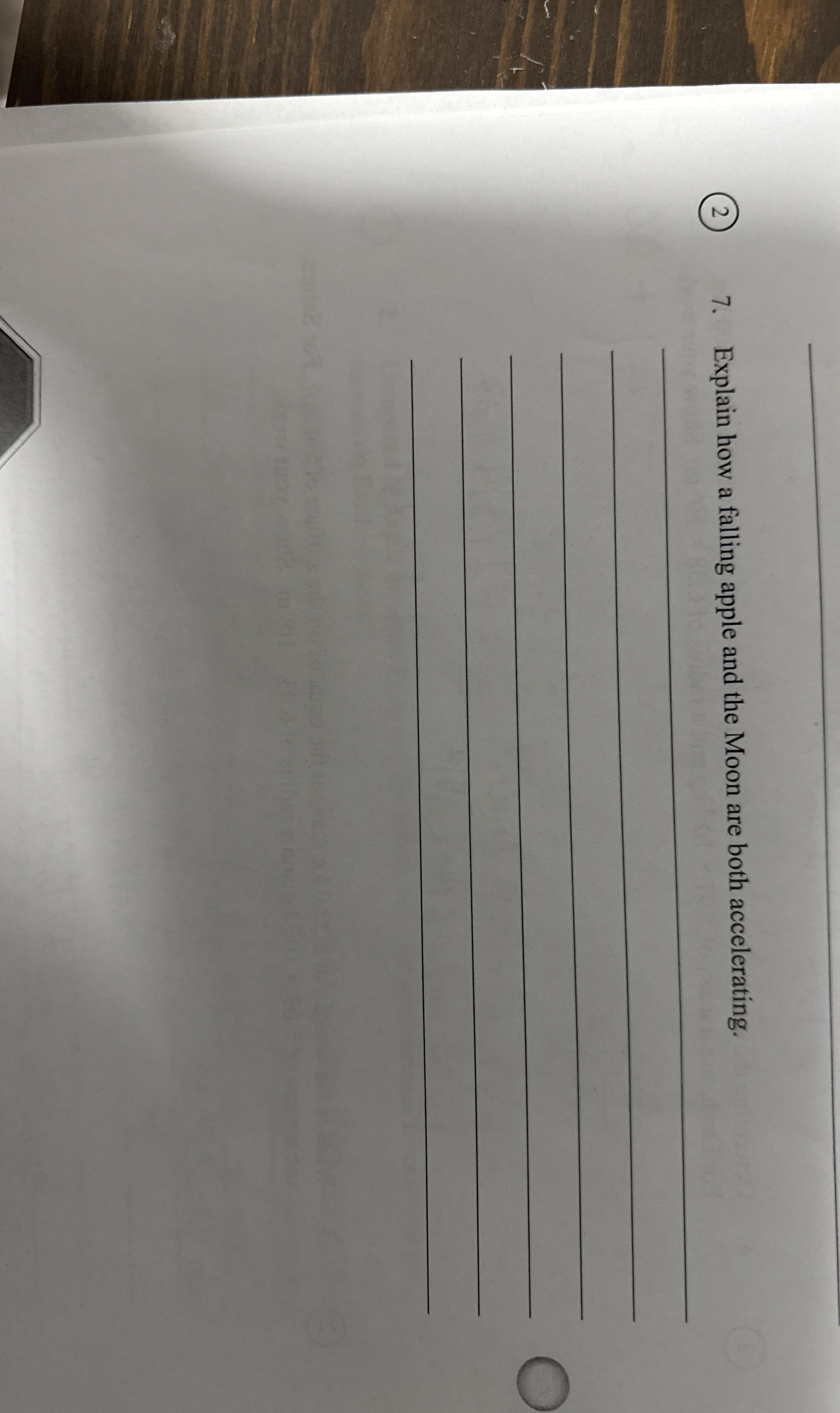 ( 2 ) 7 . Explain how a falling apple and the