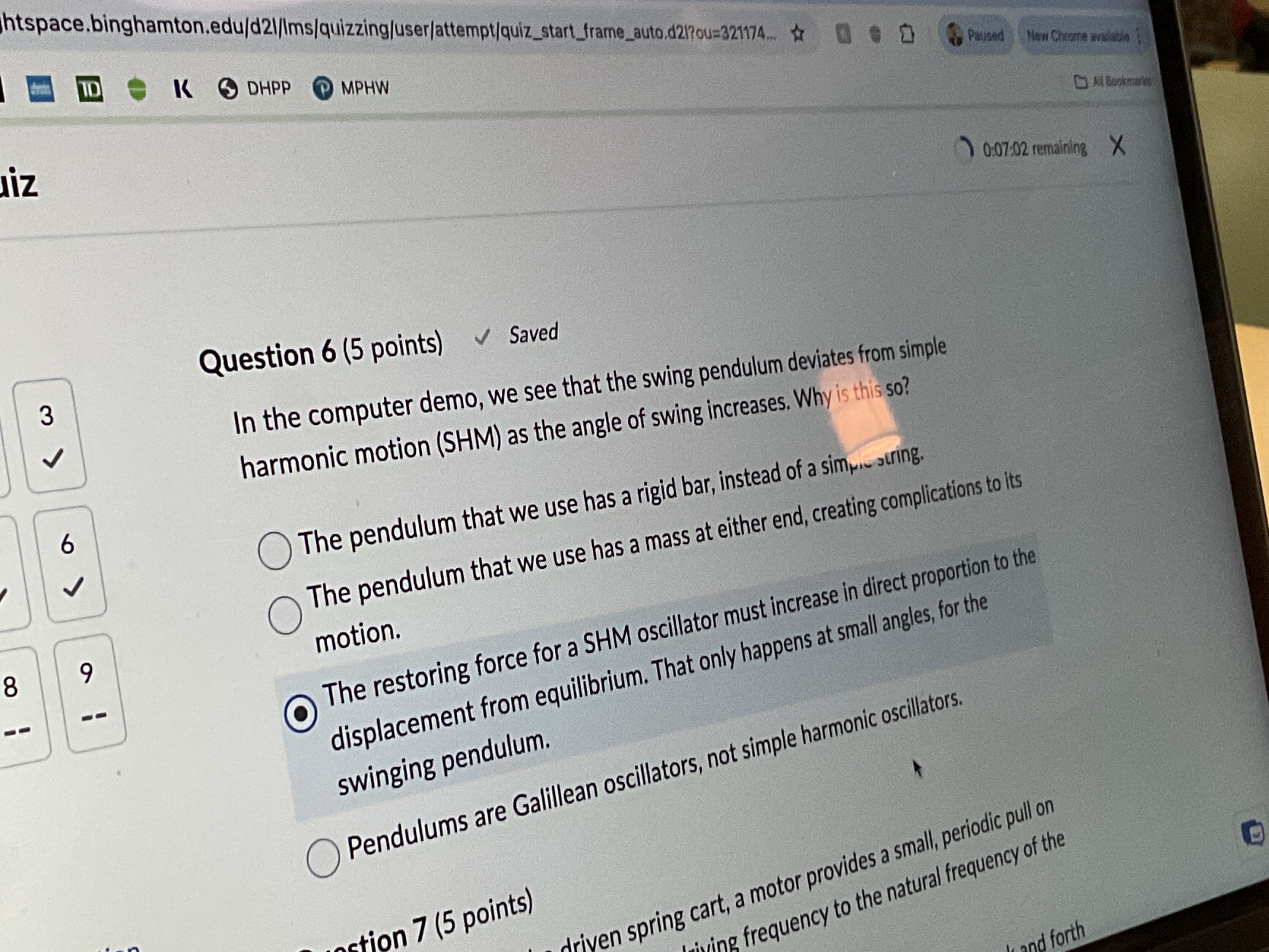 Question 6 ( 5 points ) In the computer demo, we