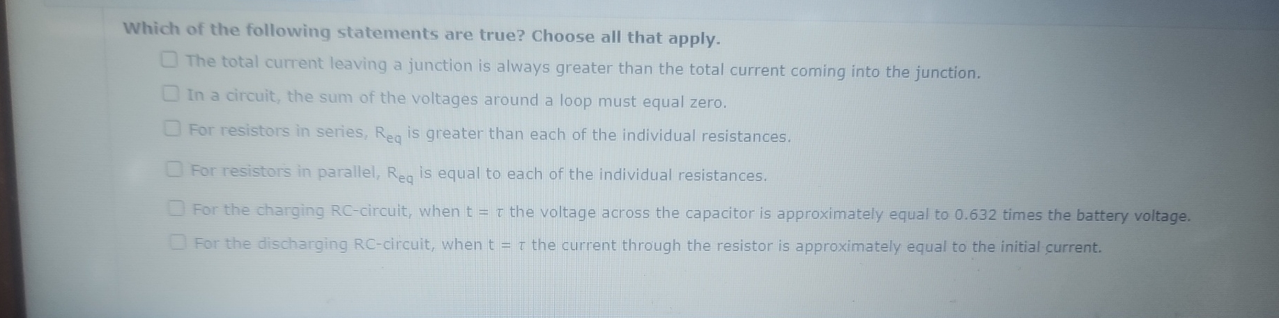 Which of the following statements are true?