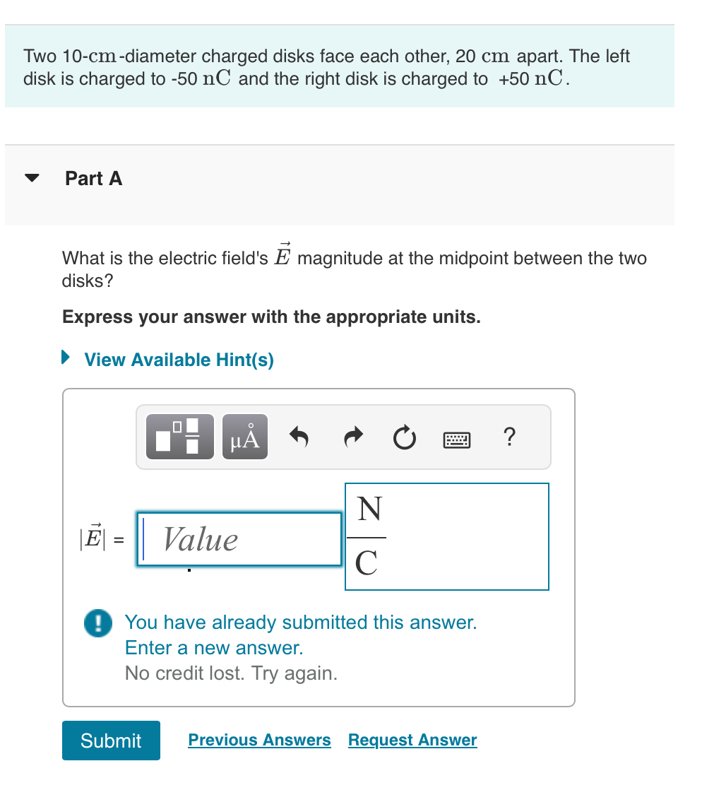 Two 1 0 - cm - diameter charged disks face each