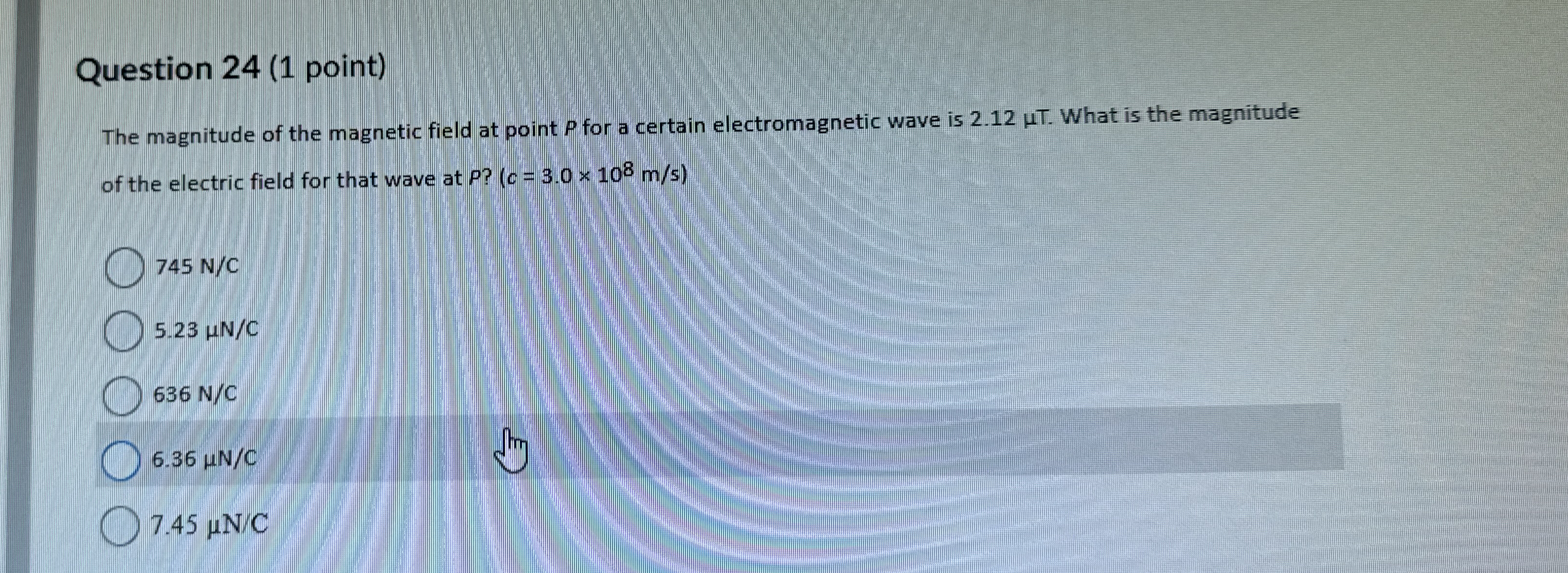 Question 2 4 ( 1 point ) The magnitude of the
