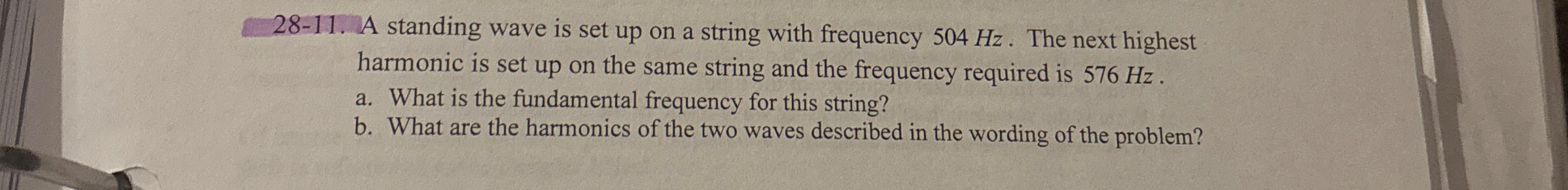 2 8 - 1 1 . A standing wave is set up on a string