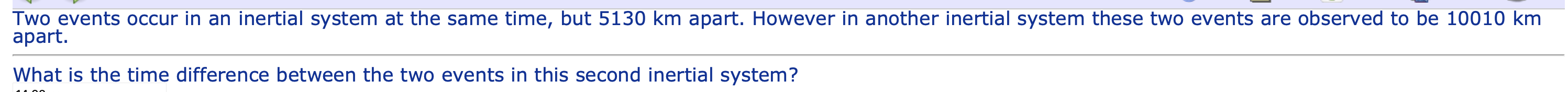 Two events occur in an inertial system at the