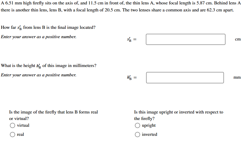 A 6 . 5 1 mm high firefly sits on the axis of ,