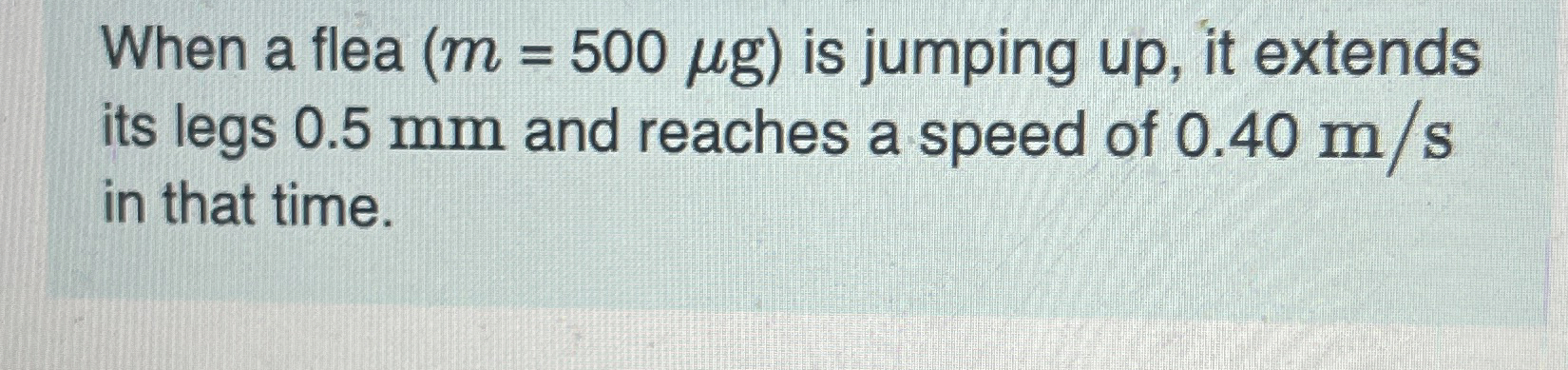 When a flea ( m = 5 0 0 g is jumping up , it