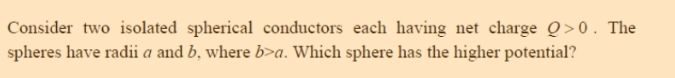 Consider two isolated spherical conductors each