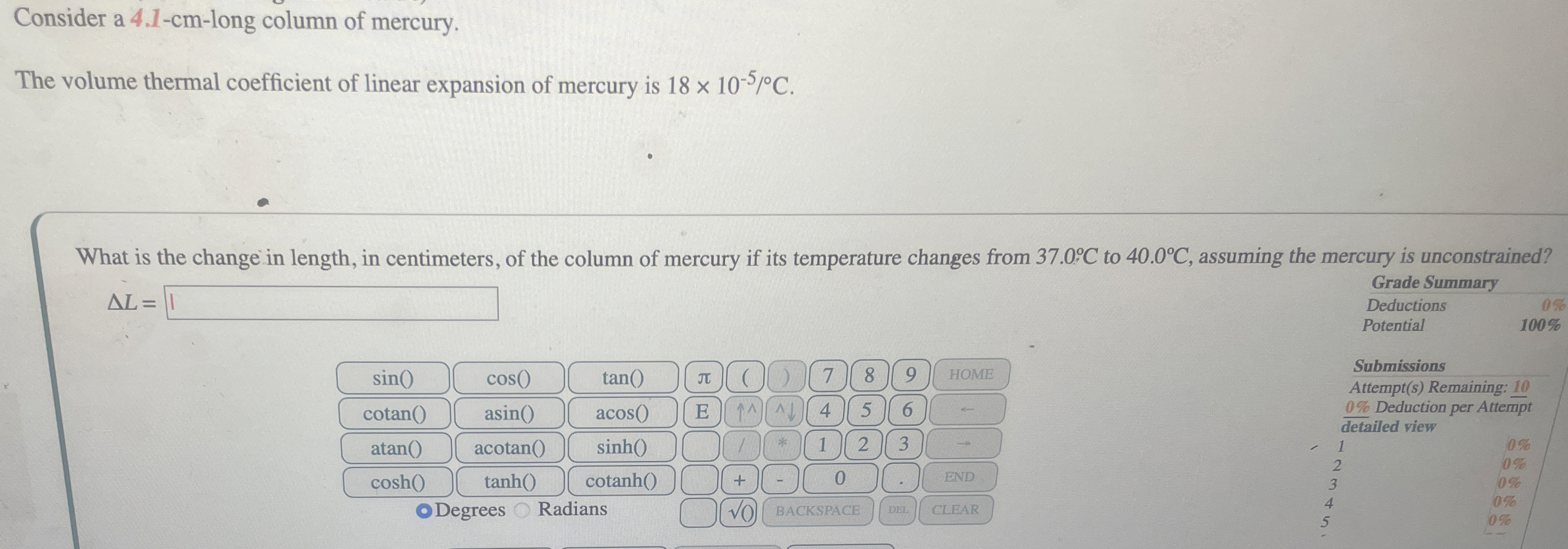 Consider a 4 . 1 - c m - long column of mercury.